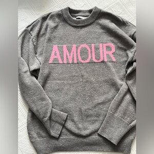 Smash + Tess Gray Sweater with Pink 'AMOUR' Graphic
